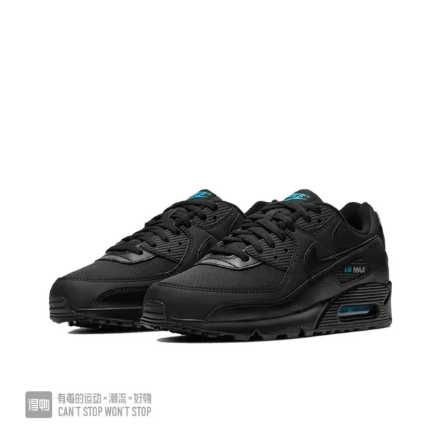 Nike Air Max 90 Black Blue Low-Top Mesh-and-Synthetic Upper Lifestyle Sneakers 5