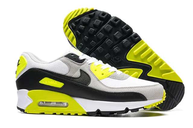 Nike Air Max 90 White Gray Black Neon Yellow Lifestyle Sneakers 3