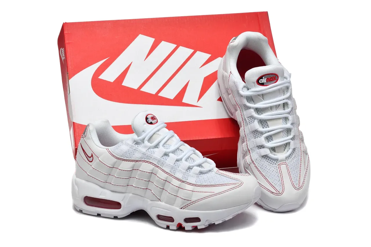 Nike Air Max 95 White and Red Lifestyle Sneakers 12