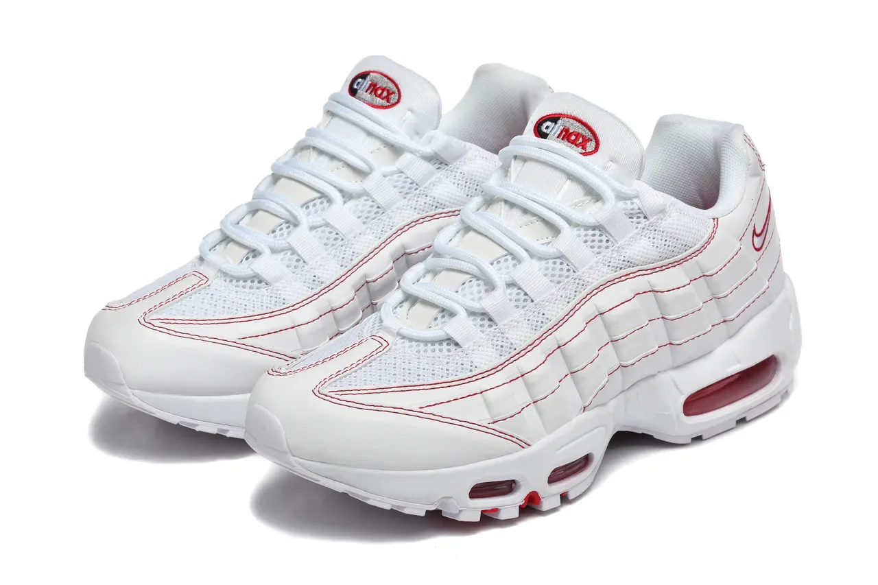 Nike Air Max 95 White and Red Lifestyle Sneakers 15