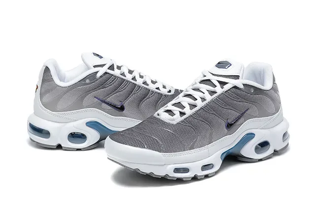 Nike Air Max Plus Gray and Blue Lifestyle Sneakers 4