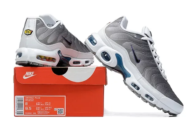 Nike Air Max Plus Gray and Blue Lifestyle Sneakers 6