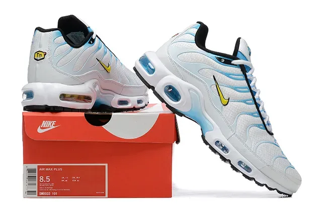 Nike Air Max Plus White Light Blue Black Lifestyle Sneakers 6