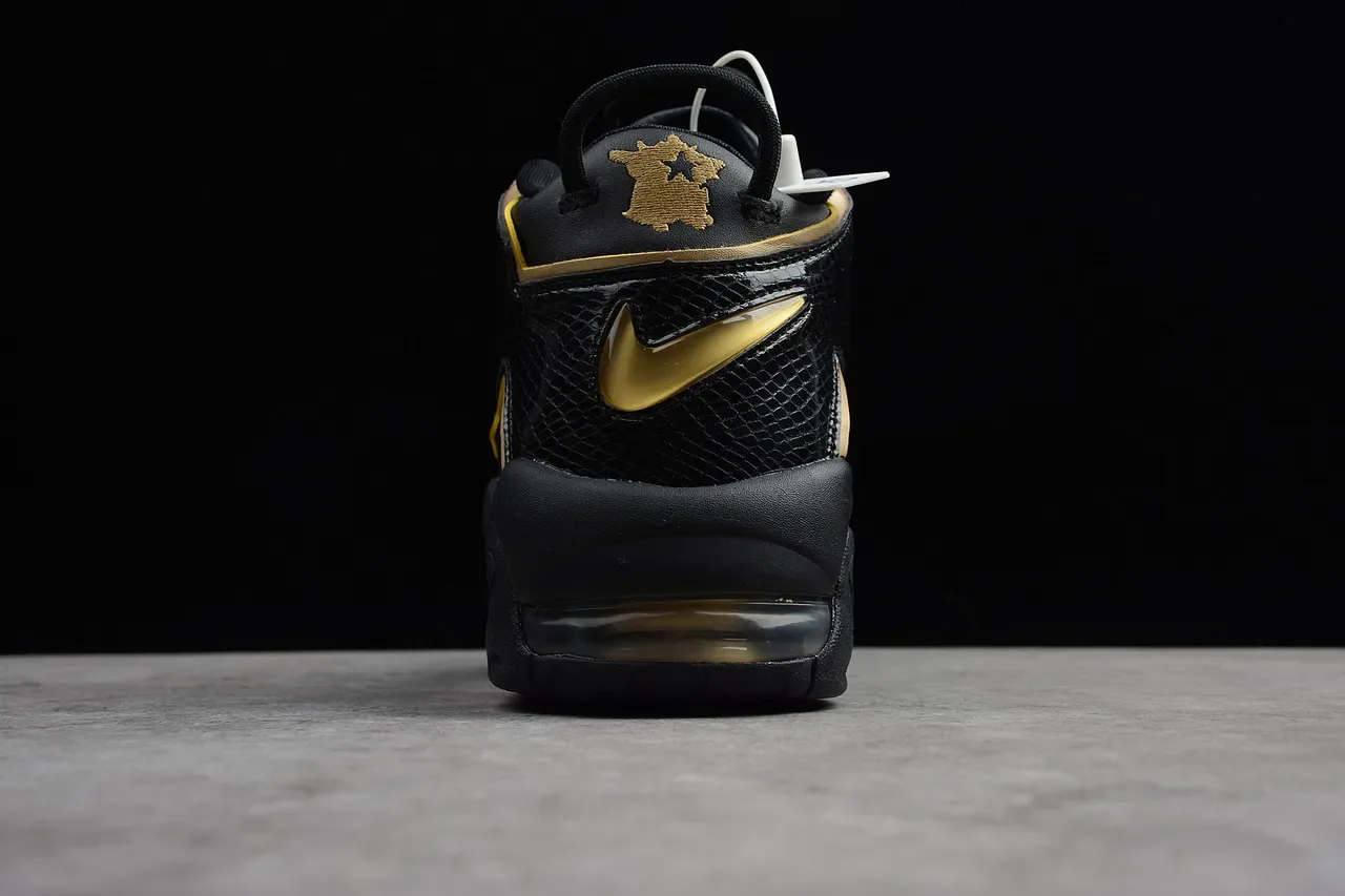 Nike Air More Uptempo Noir et Or chaussures de basket 2
