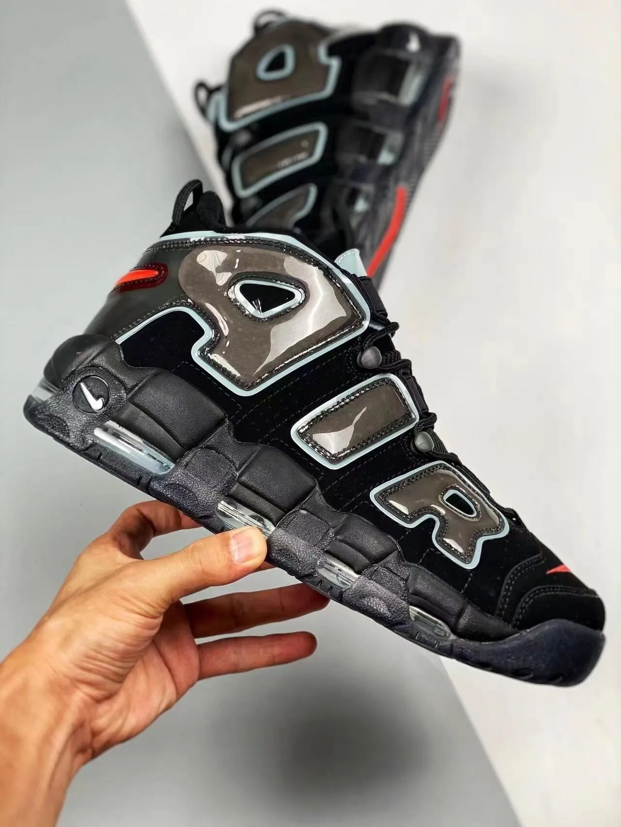 Nike Air More Uptempo Red Black White Basketball Shoes 3