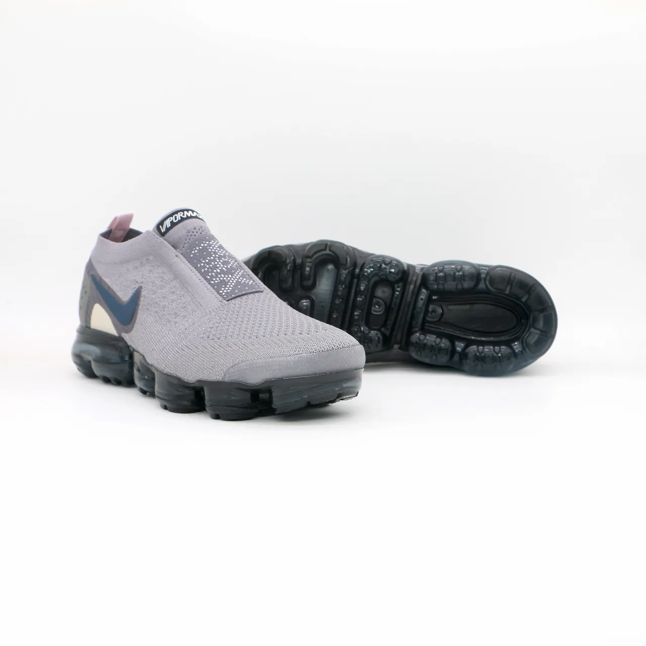 Nike Air VaporMax Flyknit Slip-On Gray Navy Lifestyle Sneakers 3