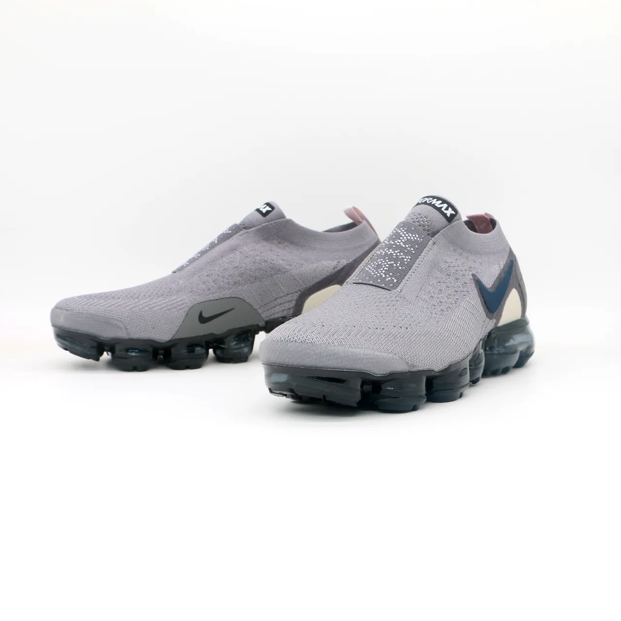 Nike Air VaporMax Flyknit Slip-On Gray Navy Lifestyle Sneakers 4