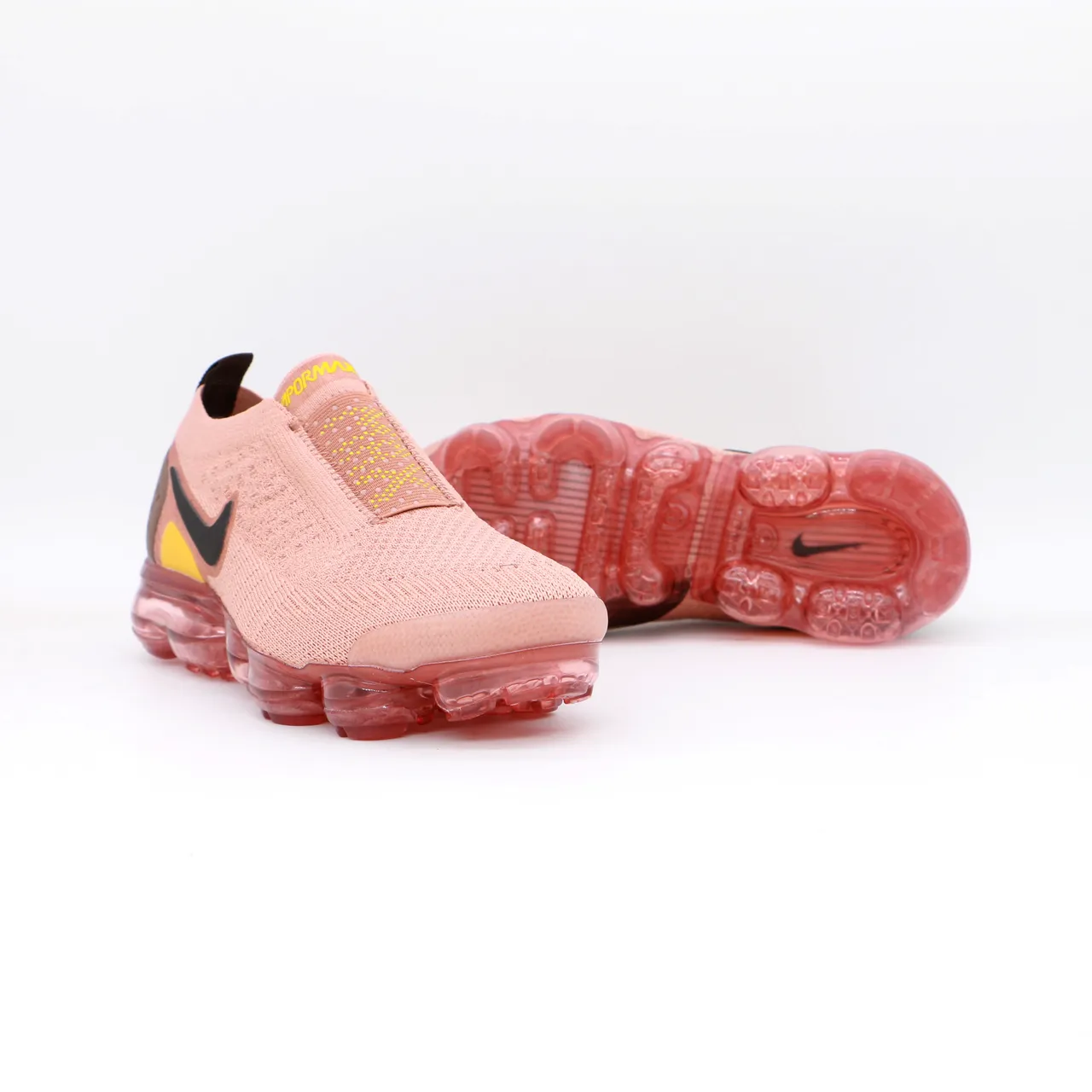 Nike Air VaporMax Flyknit Slip-On Pink Yellow Brown Lifestyle Sneakers 2