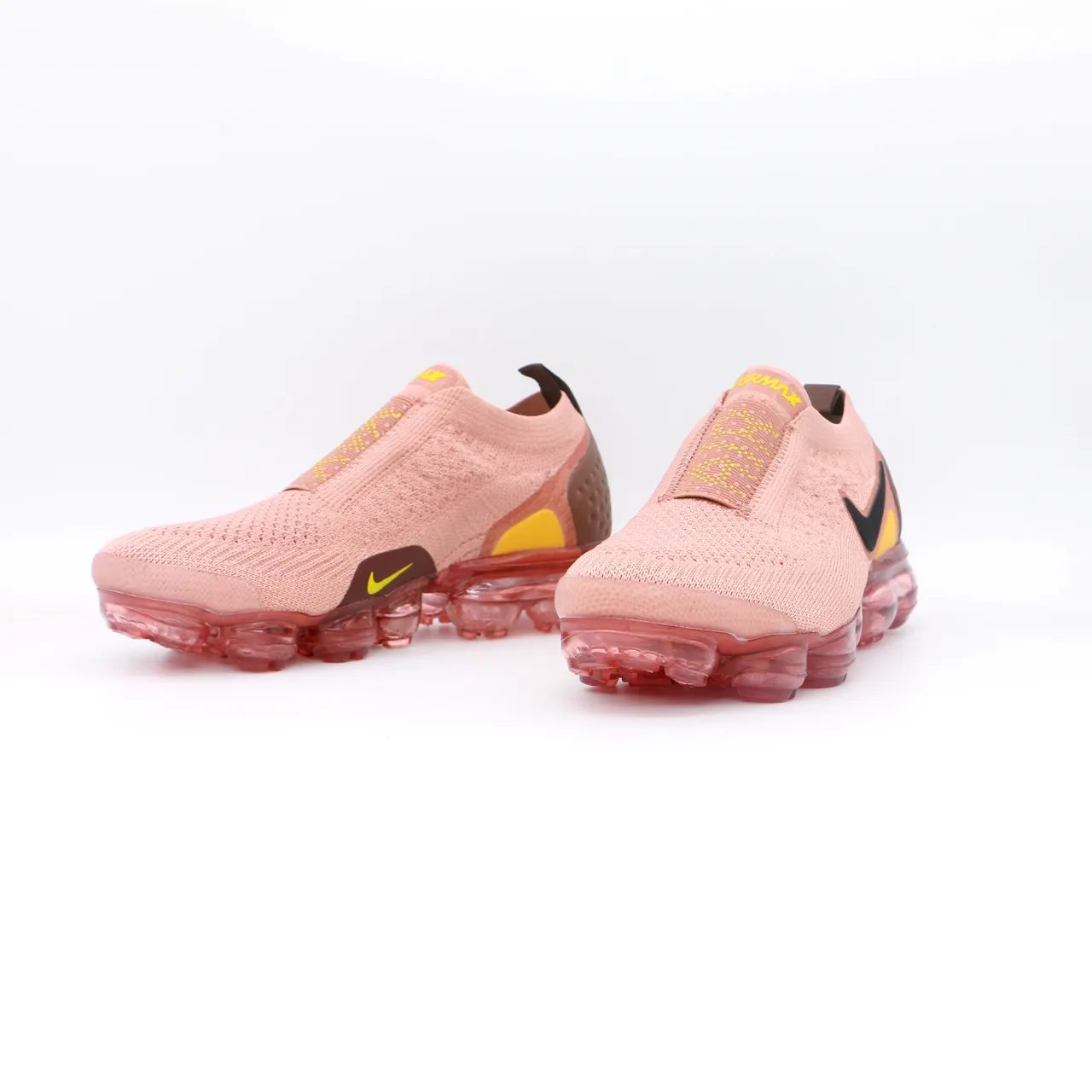Nike Air VaporMax Flyknit Slip-On Pink Yellow Brown Lifestyle Sneakers 3