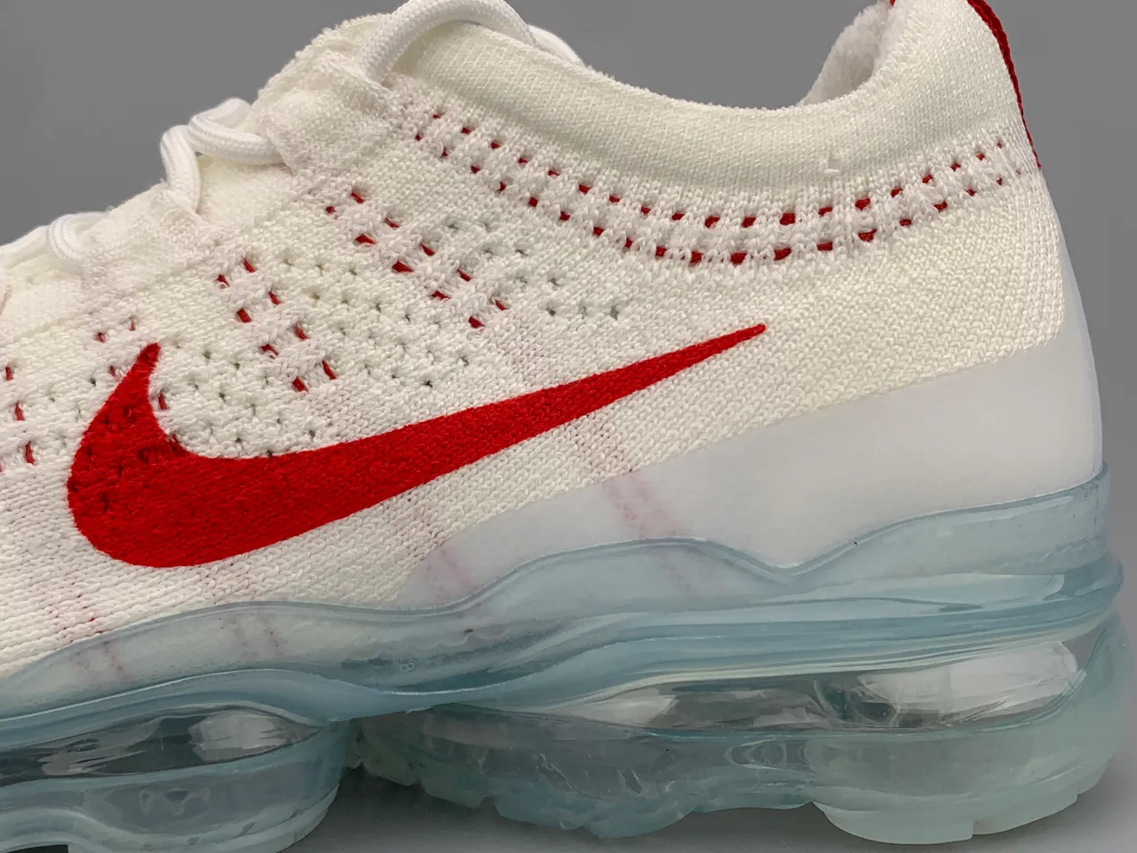 Nike Air VaporMax Flyknit White Red Running Shoes 6