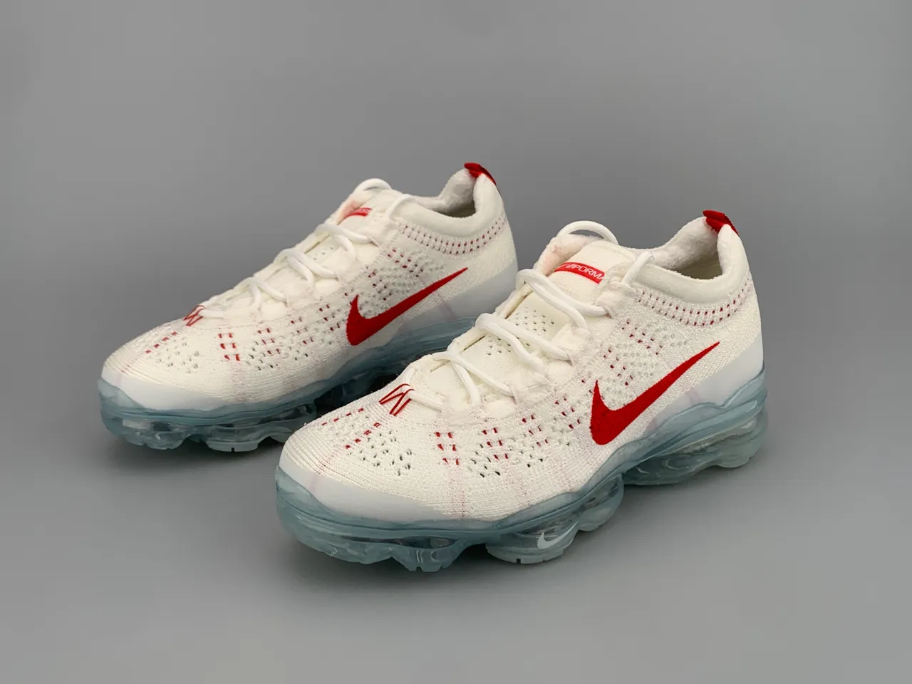 Nike Air VaporMax Flyknit White Red Running Shoes 8