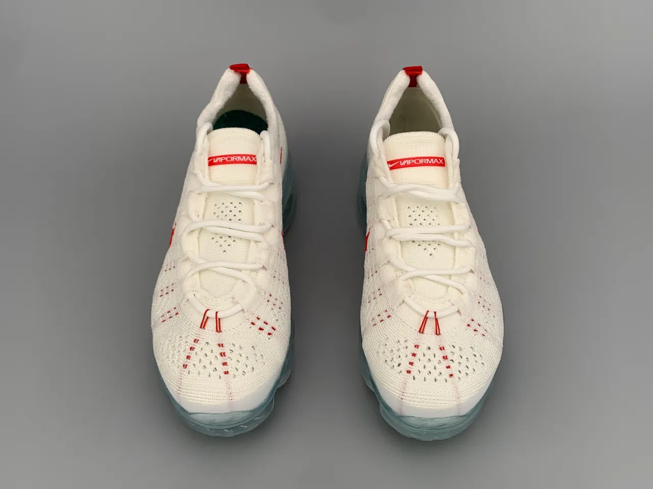 Nike Air VaporMax Flyknit White Red Running Shoes 10