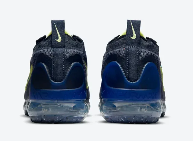 Nike Air VaporMax Knit Navy Blue Lime Green Lifestyle Sneakers 3