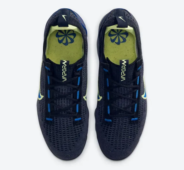 Nike Air VaporMax Knit Navy Blue Lime Green Lifestyle Sneakers 4