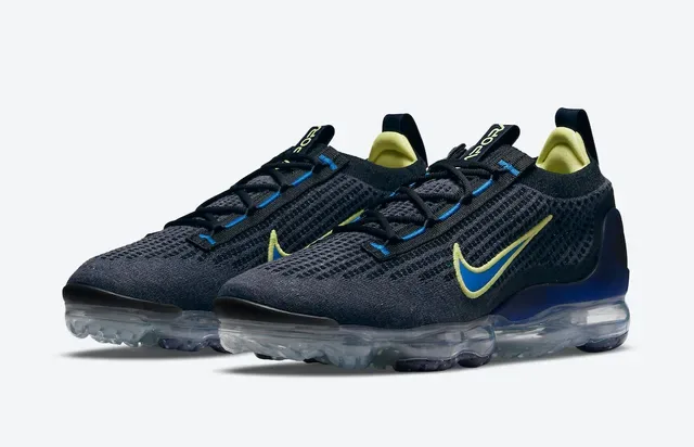 Nike Air VaporMax Knit Navy Blue Lime Green Lifestyle Sneakers 5