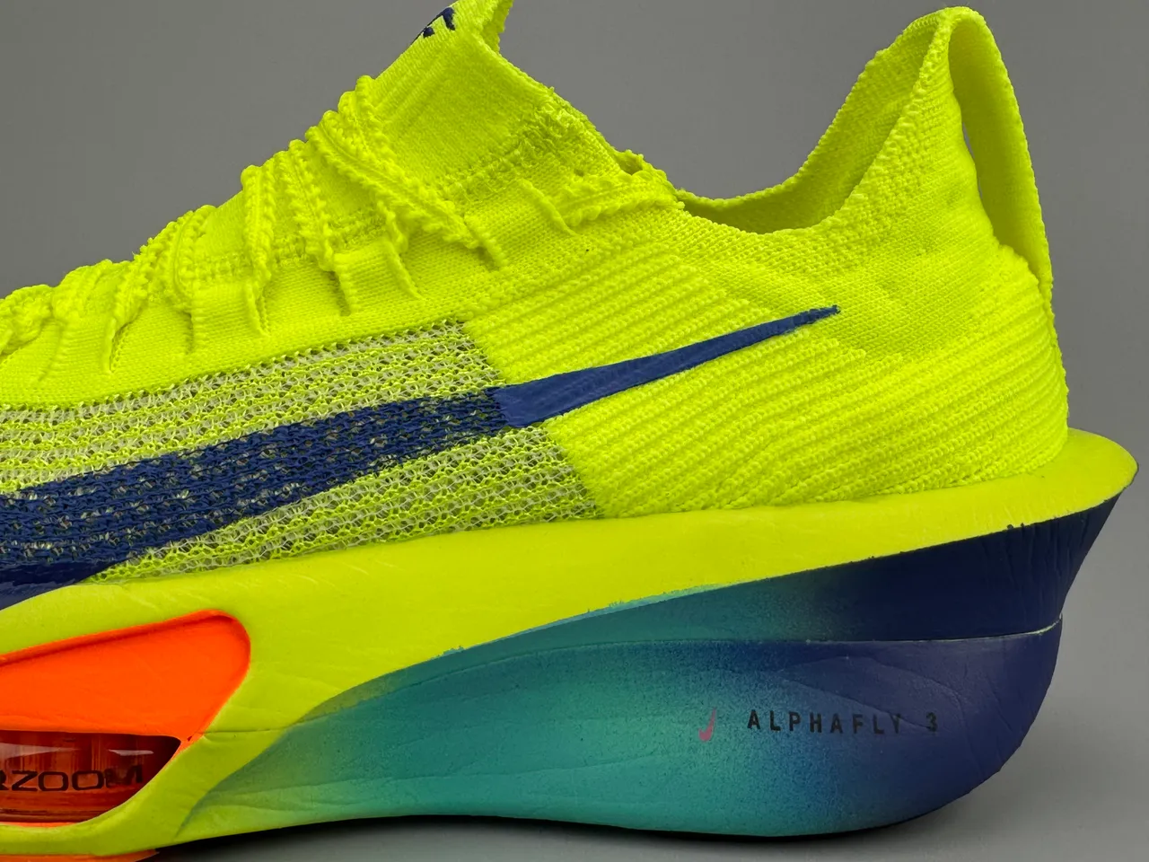 Nike Air Zoom Alphafly 3 Jaune Néon Bleu Marine Orange chaussures de course 3