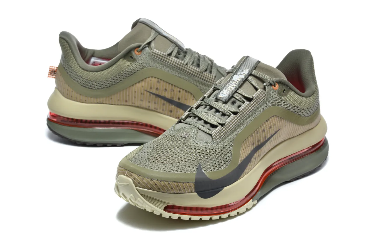 Nike Air Zoom Pegasus Army Green Beige Engineered Mesh Upper Full-Length Visible Unit Running Shoes 3