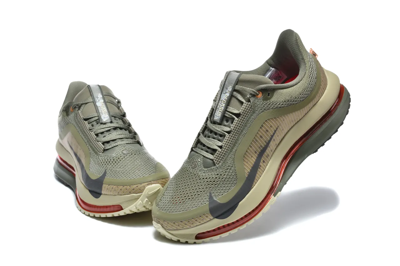 Nike Air Zoom Pegasus Army Green Beige Engineered Mesh Upper Full-Length Visible Unit Running Shoes 4