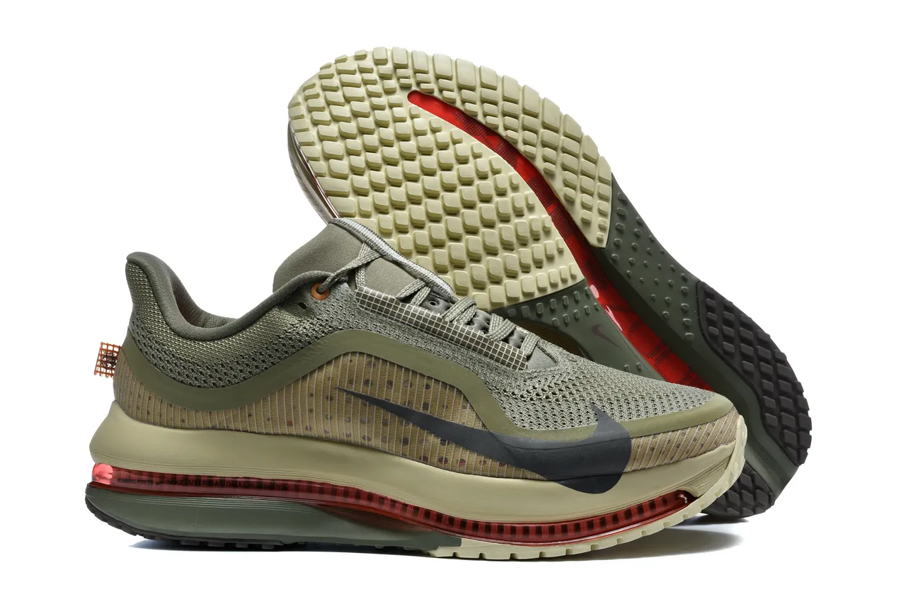 Nike Air Zoom Pegasus Army Green Beige Engineered Mesh Upper Full-Length Visible Unit Running Shoes 5