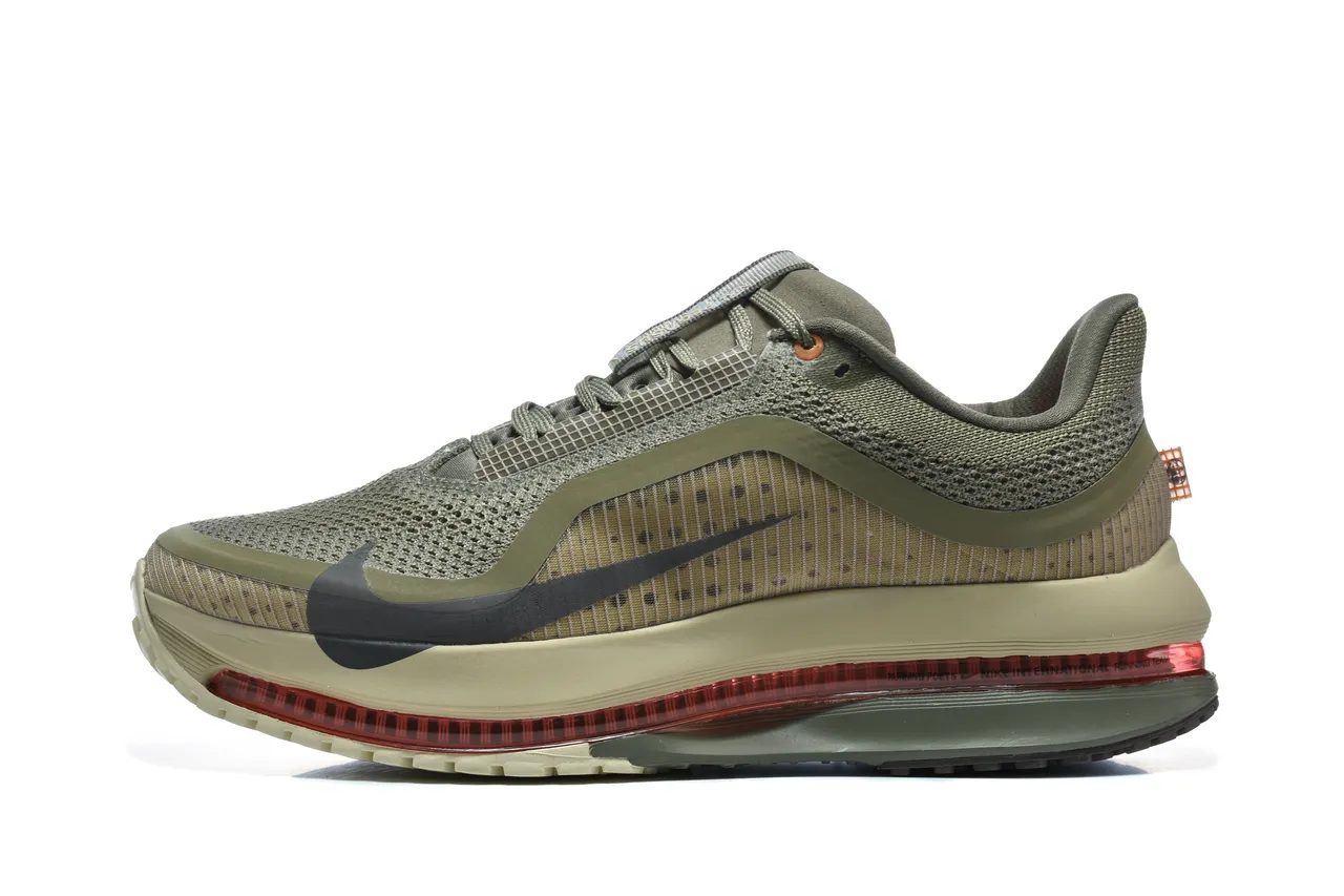 Nike Air Zoom Pegasus Army Green Beige Engineered Mesh Upper Full-Length Visible Unit Running Shoes 8