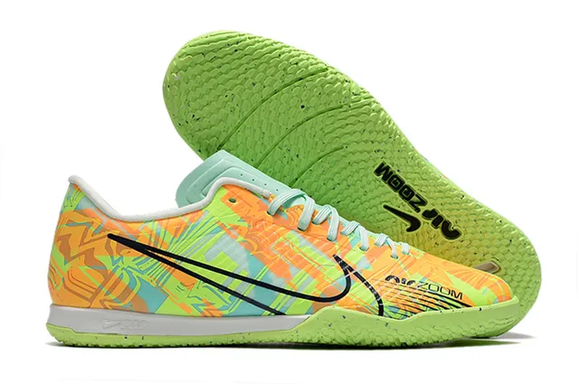 Nike Air Zoom Blanc Orange Basse Tige Synthétique Motif Géométrique Superposition Chaussures de football indoor 3