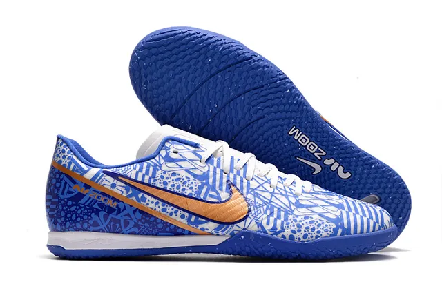 Nike Air Zoom Blanc Orange Basse Tige Synthétique Motif Géométrique Superposition Chaussures de football indoor 6