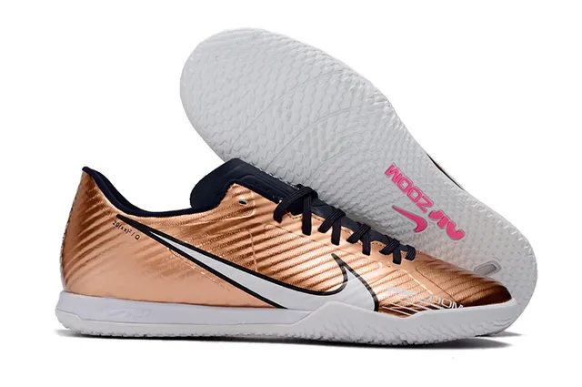 Nike Air Zoom Blanc Orange Basse Tige Synthétique Motif Géométrique Superposition Chaussures de football indoor 7