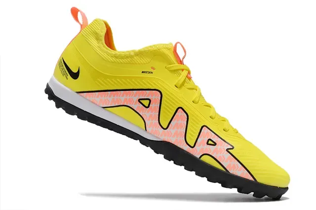Nike Air Zoom Yellow Black Low-Cut Knit Upper Artificial-Grass Soccer Shoes 3