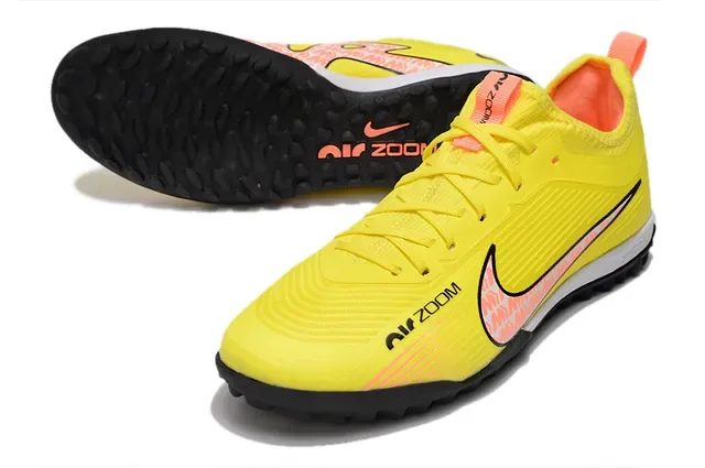 Nike Air Zoom Yellow Black Low-Cut Knit Upper Artificial-Grass Soccer Shoes 6