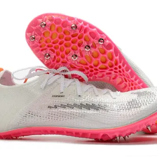 Nike Atomknit Track Spike zapatillas blancas y rosadas para correr