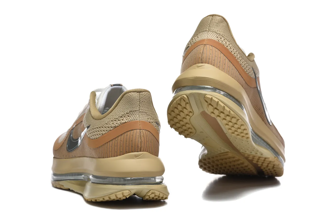 Nike Beige Brown Engineered Knit Upper Full-Length Visible Air Unit Running Shoes 2
