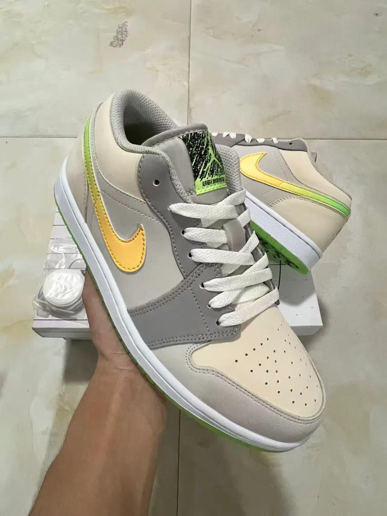 Nike Beige Gray Low-Top Layered Upper Lifestyle Sneakers 2