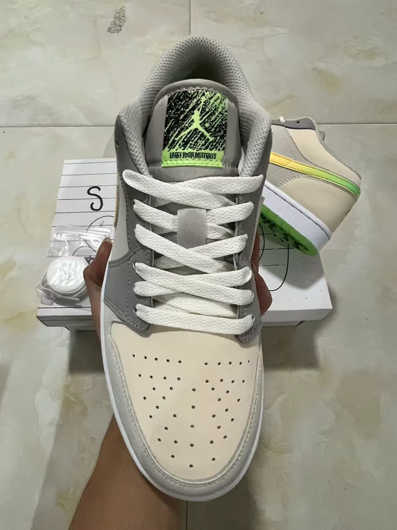 Nike Beige Gray Low-Top Layered Upper Lifestyle Sneakers 3
