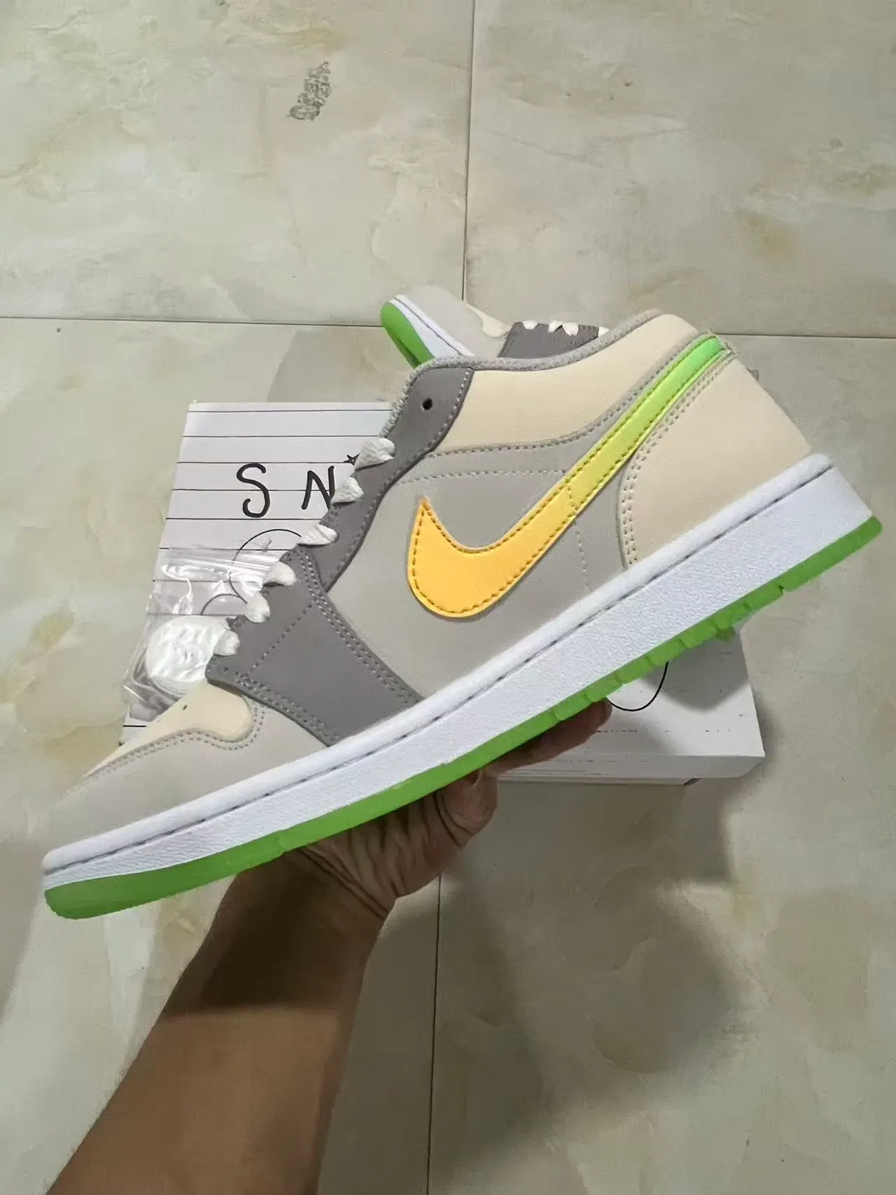 Nike Beige Gray Low-Top Layered Upper Lifestyle Sneakers 5