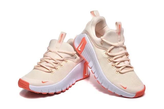 Nike Beige Orange Sculpted Ribbed Midsole Contrasting Accents Lifestyle Sneakers 2
