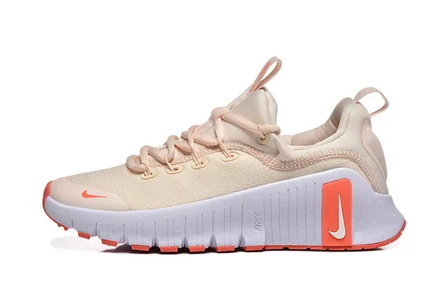 Nike Beige Orange Sculpted Ribbed Midsole Contrasting Accents Lifestyle Sneakers 5