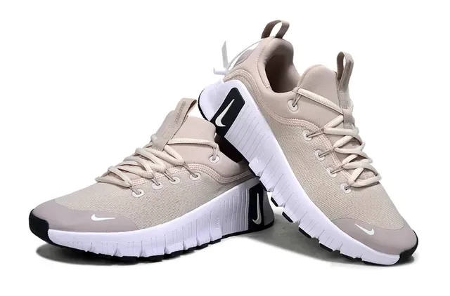 Nike Beige White Knit Upper Sculpted Grooved Midsole Lifestyle Sneakers 3