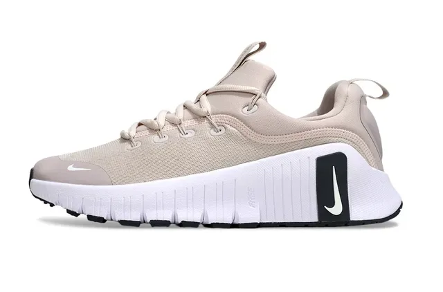 Nike Beige White Knit Upper Sculpted Grooved Midsole Lifestyle Sneakers 6