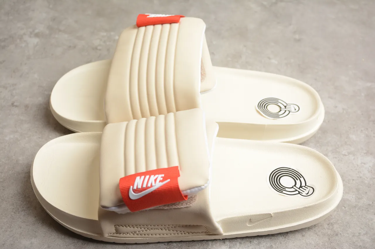 Nike Benassi Beige Orange Molded EVA Sole Single Strap Slippers 8