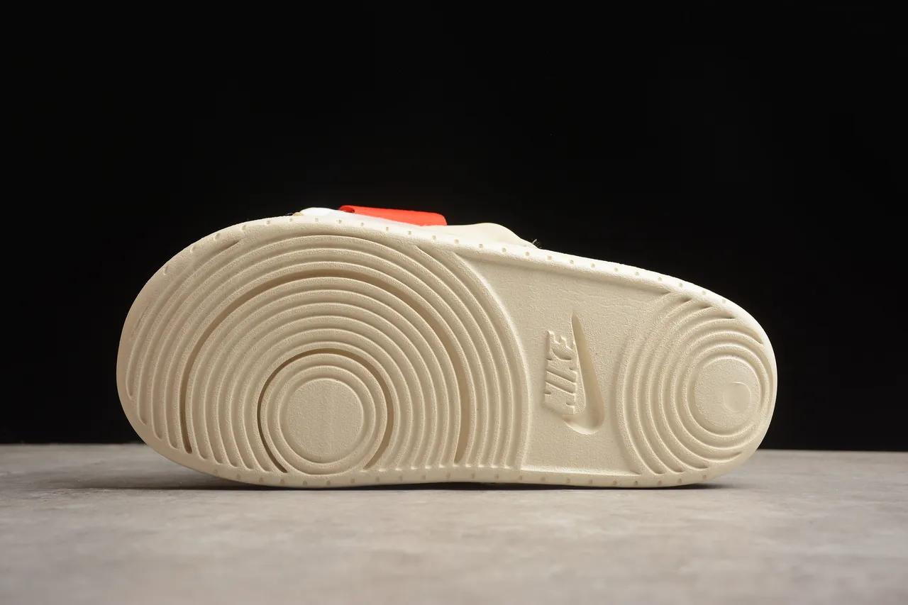 Nike Benassi Beige Orange Molded EVA Sole Single Strap Slippers 10