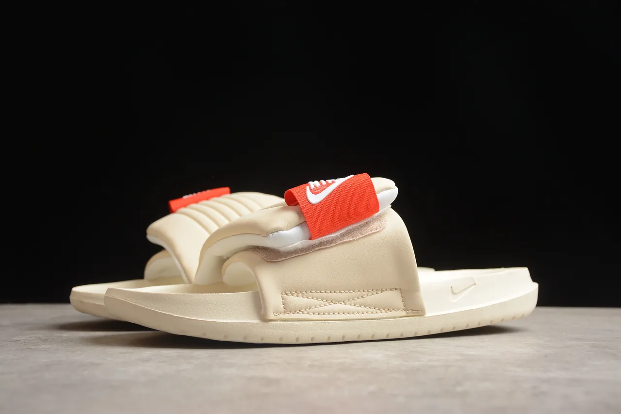 Nike Benassi Beige Orange Molded EVA Sole Single Strap Slippers 13