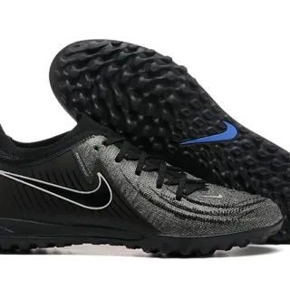 Nike Black Blue Knit Upper Low-Cut Collar Turf Soccer Shoes