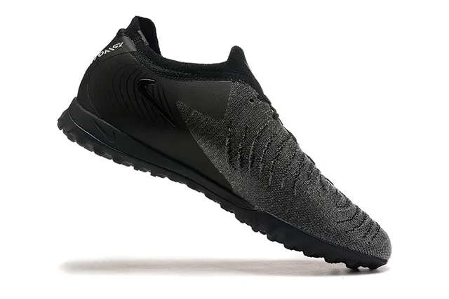 Nike Noir Bleu Upper Knit Col bas Turf Chaussures de football 4