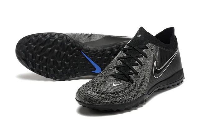 Nike Noir Bleu Upper Knit Col bas Turf Chaussures de football 7