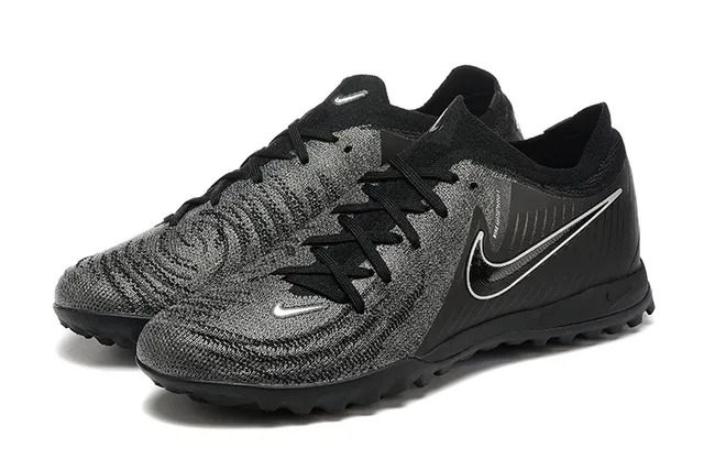 Nike Noir Bleu Upper Knit Col bas Turf Chaussures de football 8