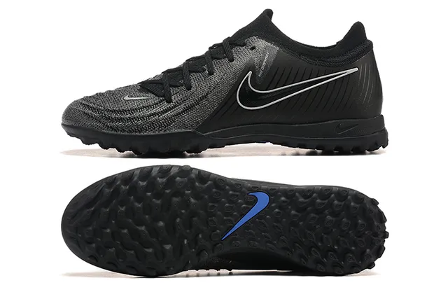 Nike Noir Bleu Upper Knit Col bas Turf Chaussures de football 9