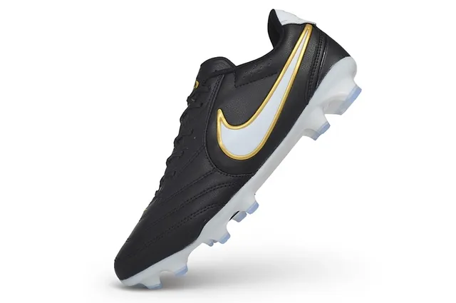 Nike Black Gold Leather Upper Stitched Panel Construction Firm-Ground Soccer Shoes 3
