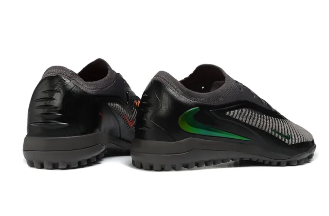 Nike Black Green Low-Cut Silhouette Flyknit-Style Engineered Knit Upper Turf Soccer Shoes 5