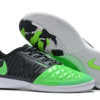 Nike 黑绿 绗缝 脚趾箱 镂空网面 室内足球鞋