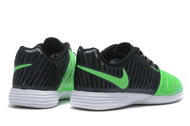 Nike أسود أخضر مبطن صندوق أصابع شبكة مثقوبة علوية أحذية كرة قدم داخلية 2